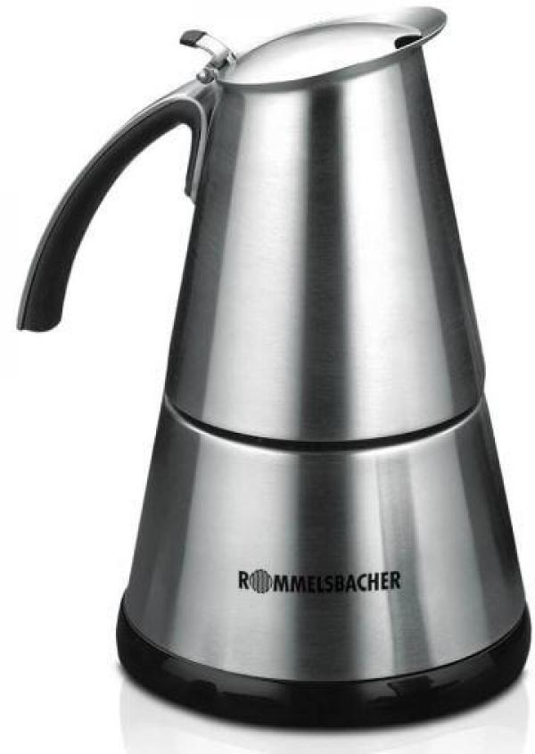 ARDEBO.de Rommelsbacher EKO364/E Espressokocher, 365 W, Edelstahl-Filtereinsatz, 2 oder 4 Tassen, edelstahl