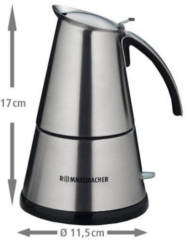 Rommelsbacher EKO364/E Espressokocher, 365 W, Edelstahl-Filtereinsatz, 2 oder 4 Tassen, edelstahl
