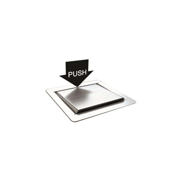 BS Bodensteckdose, 1-fach, eckig, Klappdeckel aus Edelstahl, inkl. Aufnahmebox (3301E)