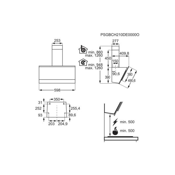 AEG DVE5671HG EEK: A Kopffreihaube, 60 cm breit, Abluft-/Umluftbetrieb, Touchbedienung, Hob2Hood, schwarz/Edelstahl