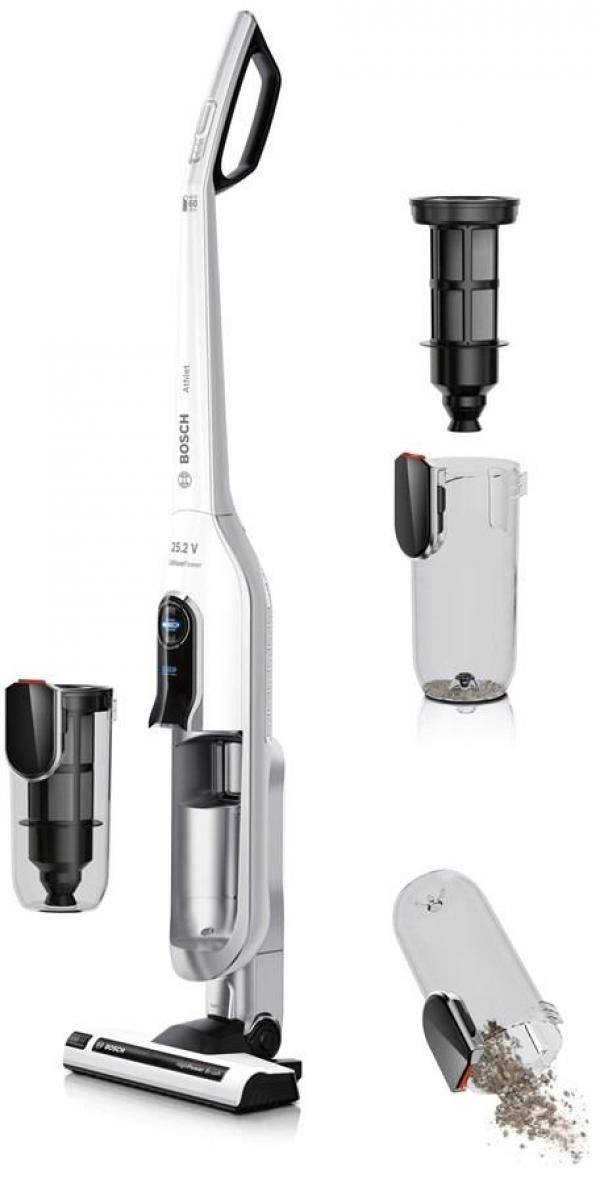 Bosch BCH6L2560 Athlet Akku- Staubsauger, Beutellos-Technologie, bis zu 60 min Laufzeit, LED Anzeige, weiß