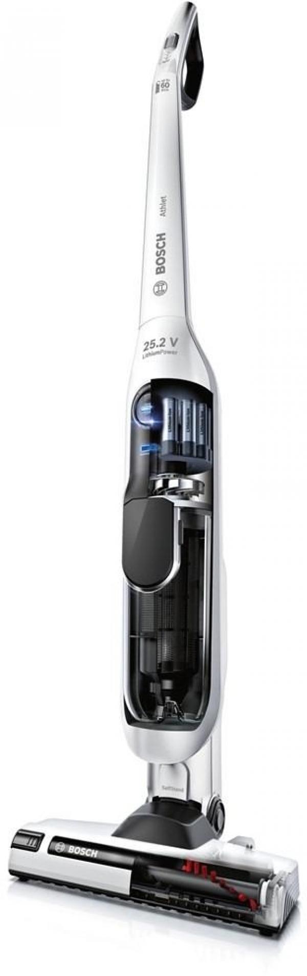 Bosch BCH6L2560 Athlet Akku- Staubsauger, Beutellos-Technologie, bis zu 60 min Laufzeit, LED Anzeige, weiß