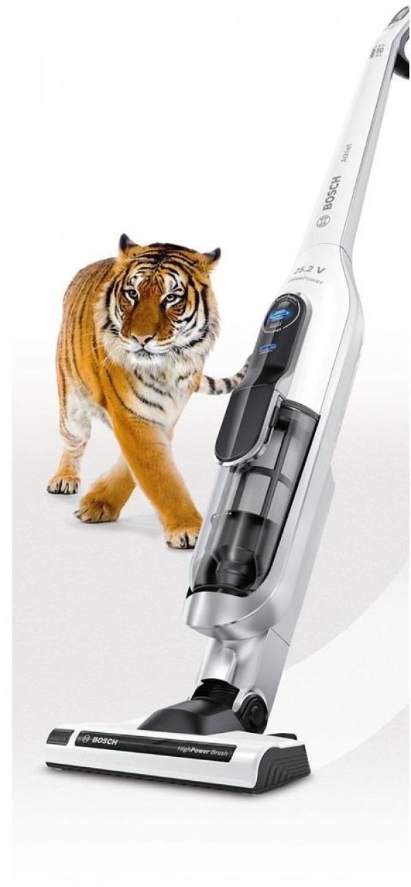 Bosch BCH6L2560 Athlet Akku- Staubsauger, Beutellos-Technologie, bis zu 60 min Laufzeit, LED Anzeige, weiß