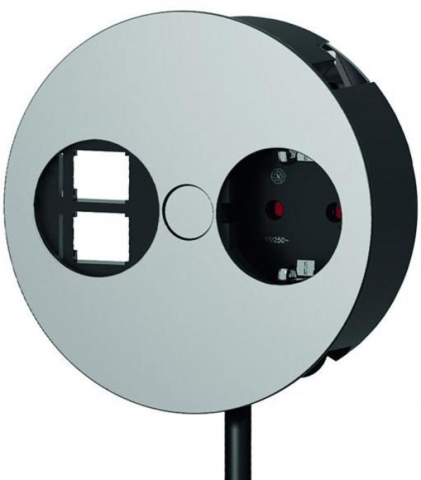 ARDEBO.de Bachmann 931.001 Steckdoseneinheit Twist, 1x Schuko, 2x Keystone, chrom matt