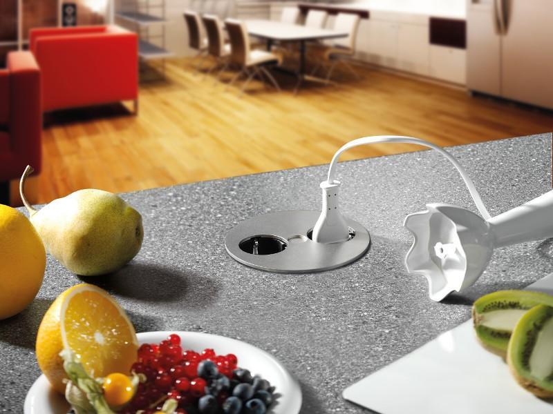 Bachmann 931.001 Steckdoseneinheit Twist, 1x Schuko, 2x Keystone, chrom matt