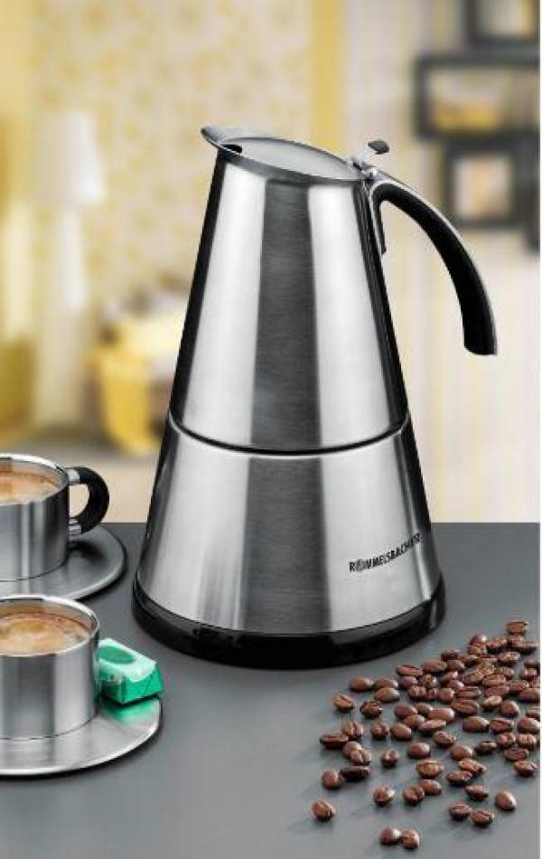 Rommelsbacher EKO366/E Espressokocher, 365 W, Edelstahl-Filtereinsatz, 3 oder 6 Tassen, edelstahl