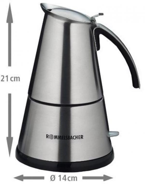 Rommelsbacher EKO366/E Espressokocher, 365 W, Edelstahl-Filtereinsatz, 3 oder 6 Tassen, edelstahl