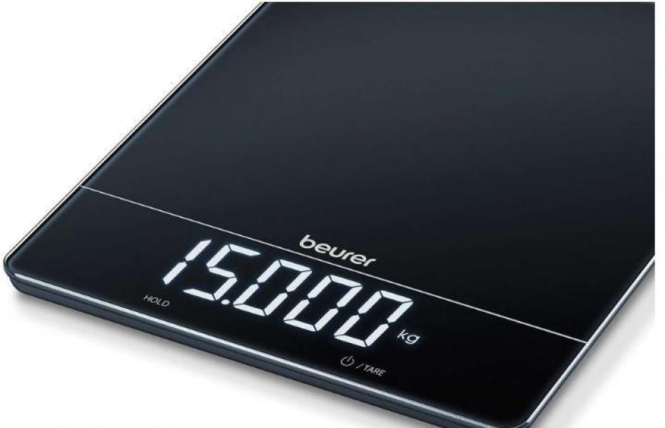Beurer KS 34 Küchenwaage, 15 kg Tragkraft, Tara-Zuwiegefunktion, schwarz