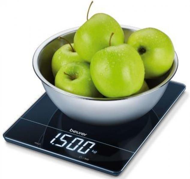 Beurer KS 34 Küchenwaage, 15 kg Tragkraft, Tara-Zuwiegefunktion, schwarz