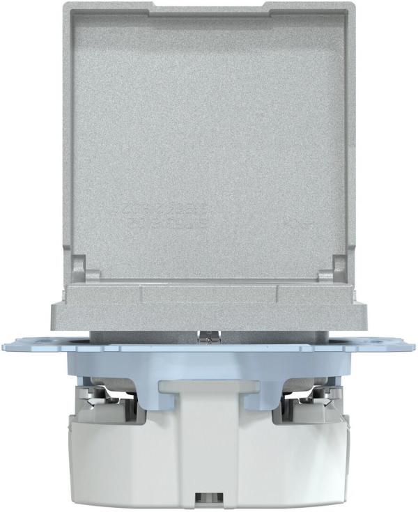 Merten SCHUKO Steckdose mit Klappdeckel, System M, IP44, erhöhter Berührungsschutz, Steckklemmen, aluminium matt (MEG2314-0460)