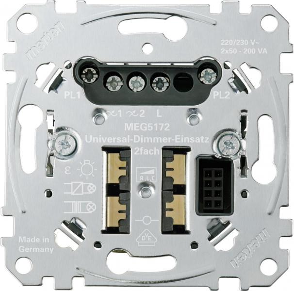 ARDEBO.de Merten Universal-Dimmer-Einsatz, 2fach, Argus Präsenzmelder, Unterputz-Einsätze mit PlusLink (MEG5172-0000)