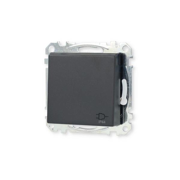 Merten MEG2314-0414 SCHUKO Steckdose mit Klappdeckel, IP44, erhöhter Berührungsschutz, Steckklemmen, 16 A, AC 250 V, DIN 49440, anthrazit matt, System M