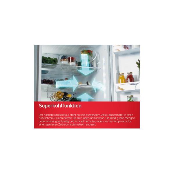 Amica VKS 358 150 E Vollraum-Kühlschrank, 60 cm breit, 370L, Holiday-Schaltung, NoFrost, Edelstahloptik