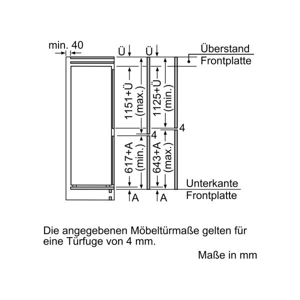 Neff KI5872FE0 N50 Einbau Kühl-Gefrierkombination, 54cm breit, 270L, Festtürtechnik, LowFrost, BigBox, LED Beleuchtung