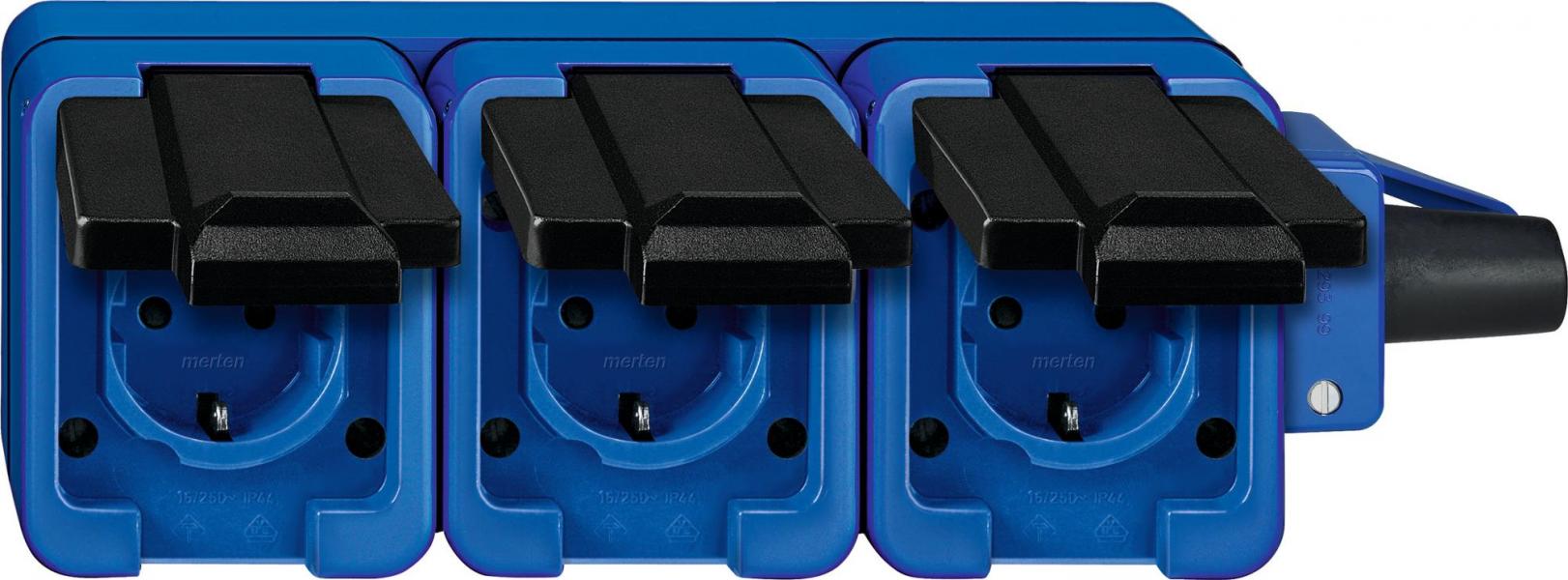 ARDEBO.de Merten Mobile SCHUKO-Steckdose, Serie Schlagfest, 3fach, blau (229393)