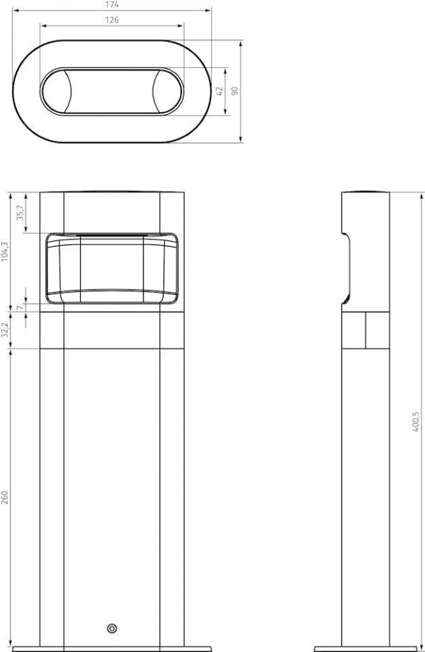 Theben theLeda D BL AL LED-Pollerleuchte, 760 lm, IP 55, Aluminium (1020705)