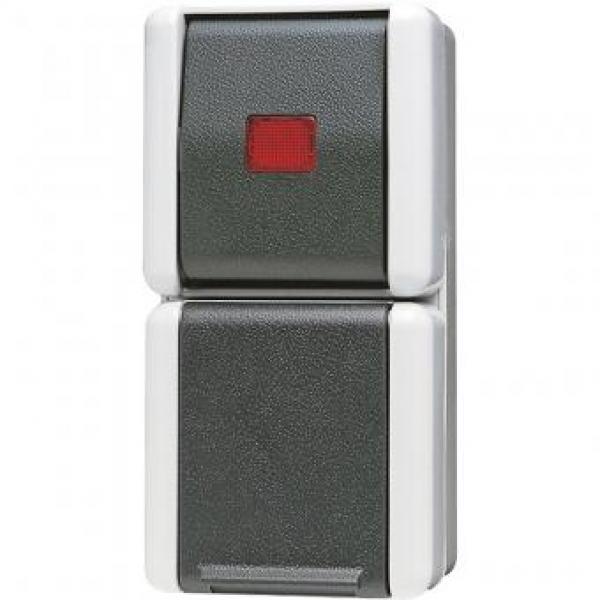 ARDEBO.de Jung 876KOW SCHUKO Steckdose, 16 A, 250 V ~, mit Wipp-Kontrollschalter, Universal Aus-Wechsel, 10 AX, 250 V ~