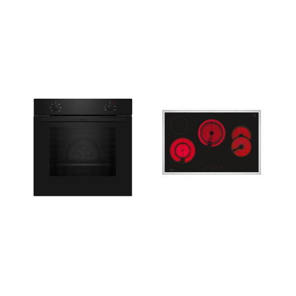 ARDEBO.de Neff BX18B EEK:A Backofen Set (B1DCA0AK0 +T18SDH9L0) mit Elektrokochfeld, 60 cm breit, Kochfeld 80 cm breit, 71L, Kindersicherung, Grillfunktion, schwarz