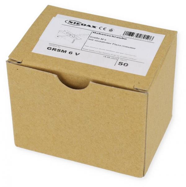 ARDEBO.de Niedax GRSM 6 V Hakenschraube, M6 Gewinde, verzahnte Flanschmutter, verzinkt