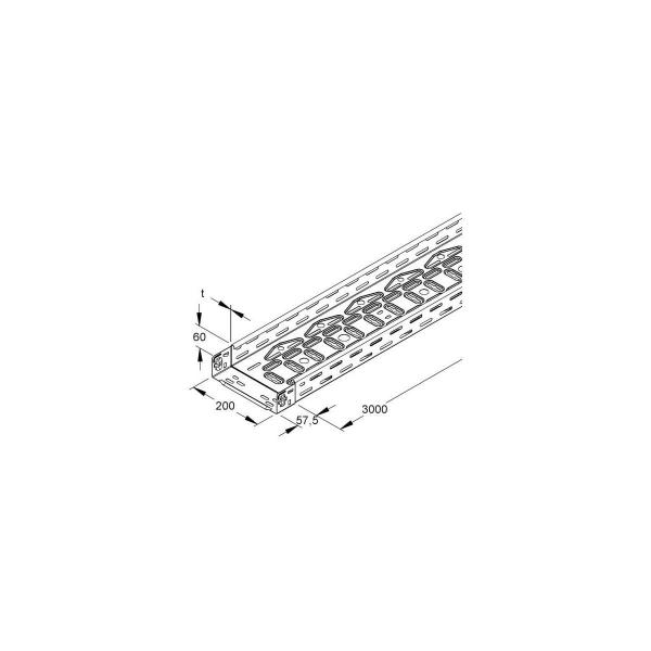 Niedax Kabelrinne leicht, 60x200x3000mm t=0,75mm gel., CITO bandverzinkt (RLVC60.200)