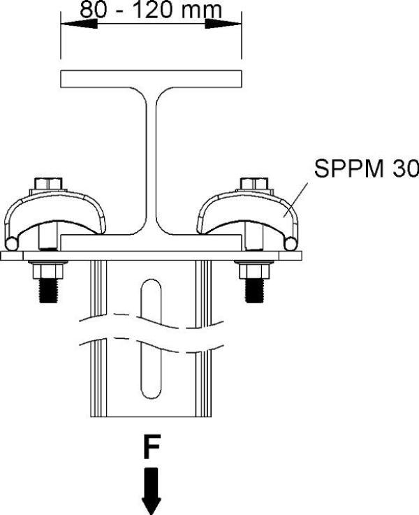Niedax SPPM 30 F Spannpratze mit Schraube und Flanschmutter M12 F 1661-8, inkl. Zubehör, Stahl, feuerverzinkt