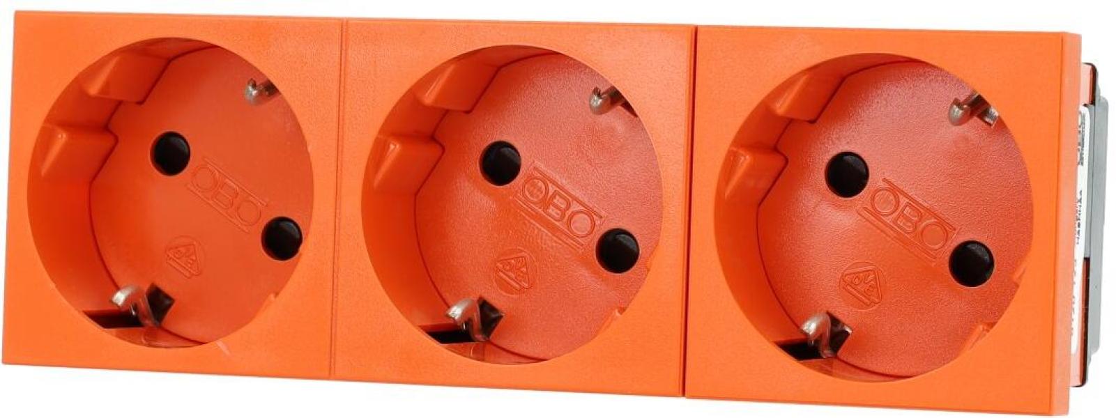 OBO Bettermann STD-D3S ROR3 Steckdose 33°, 3-fach, Schutzkontakt (6120125)