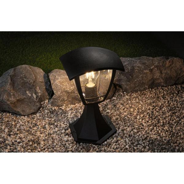 Paulmann Pollerleuchte Classic Curved IP44 280mm max. 12W 230V Klar/Schwarz E27, Kunststoff, schwarz (94393)