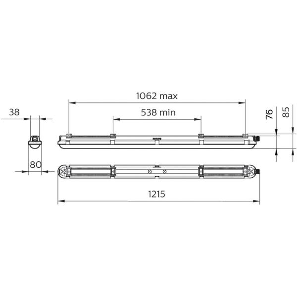 Philips CoreLine LED-Feuchtraumleuchte WT120C G2 LED25S/840 PSU PCO L1200, 20,5W, 2500lm, 4000K, grau (34977099)
