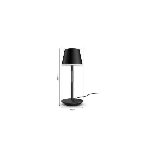 Philips Hue Go Tragbare LED Tischleuchte, 6W, 530lm, 4000K, schwarz (929003128501)