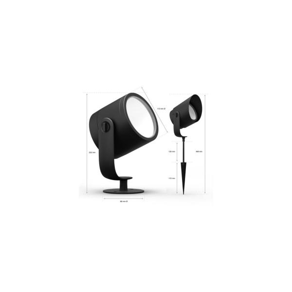 Philips Hue Lily XL Outdoor LED Spot Erweiterung, Außenstrahler, 15W, 1060lm, 4000K, schwarz (915005842601)