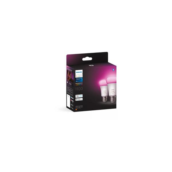 Philips Hue White & Color Ambiance Lampe, A60, 11W, E27, 1100lm, Doppelpack (929002468802)