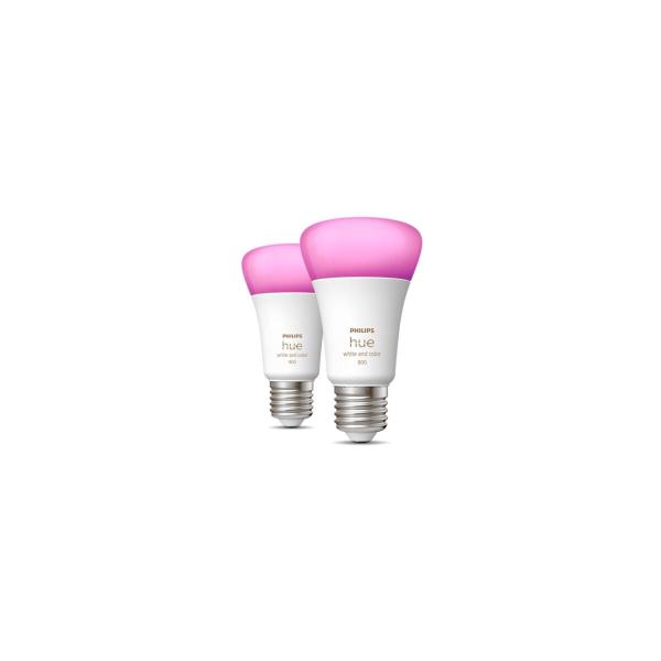 ARDEBO.de Philips Hue White & Color Ambiance E27 Lampe, Doppelpack, A60, 806lm, 4000K (929002489602)