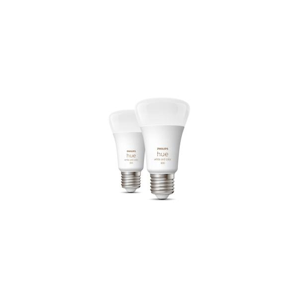 Philips Hue White & Color Ambiance E27 Lampe, Doppelpack, A60, 806lm, 4000K (929002489602)