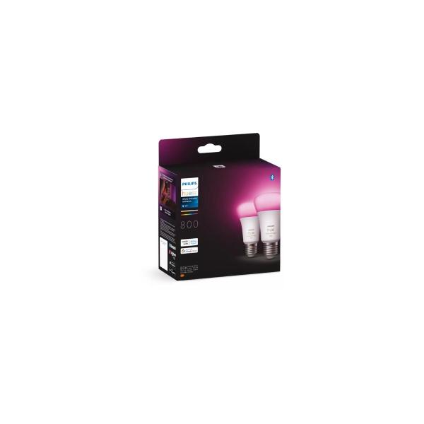 Philips Hue White & Color Ambiance E27 Lampe, Doppelpack, A60, 806lm, 4000K (929002489602)