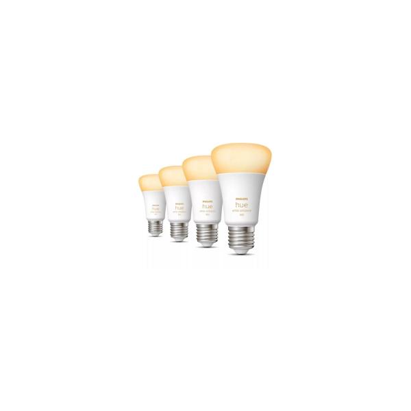 ARDEBO.de Philips Hue White Ambiance LED Lampe, Viererpack, 9W, E27, A60, 806lm, 4000K (929002489804)