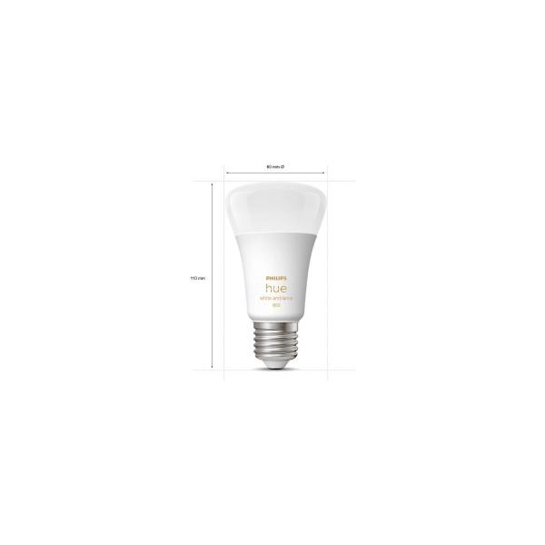 Philips Hue White Ambiance LED Lampe, Viererpack, 9W, E27, A60, 806lm, 4000K (929002489804)