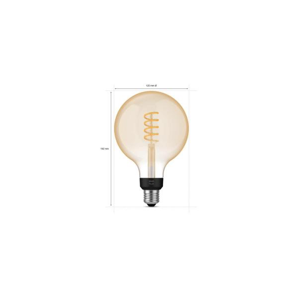 Philips Hue White Ambiance LED Lampe, Filament Giant Globe G125, E27, 7W, 550lm, 4000K (929002478101)