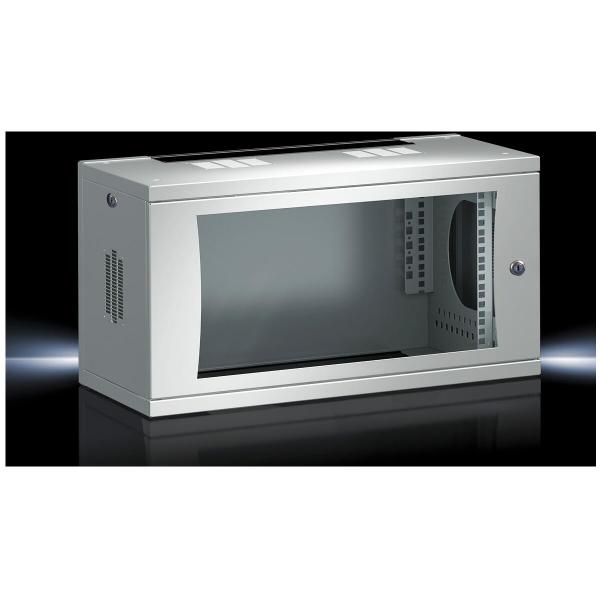 ARDEBO.de Rittal DK 7507000 Netzwerkschrank/Wandverteiler 6HE, 19 Zoll, BxHxT: 600x358x400mm, Sichtscheibe, grau