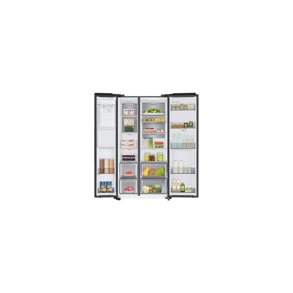 Samsung RS6HA8891B1 Side-by-Side Kombination, 91,2cm breit, 614L, NoFrost, Festwasseranschluss, Wasser-/Eiswürfel-/Crushed Ice Spender, Edelstahl schwarz