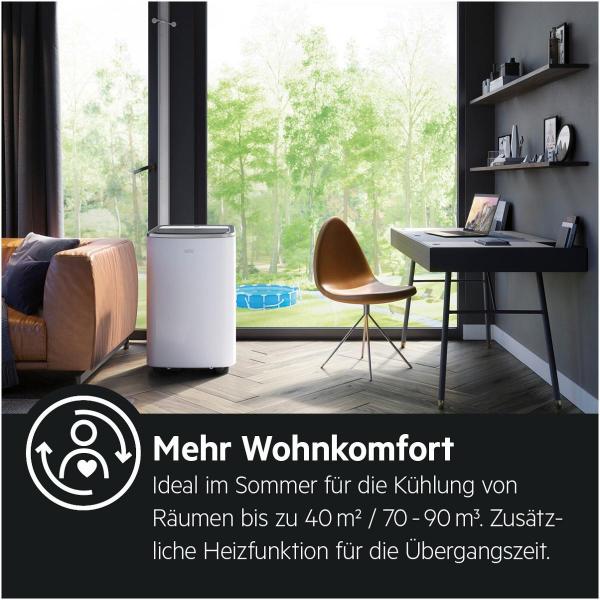 AEG AXP26U338CW Mobiles Klimagerät, EEK:A, 2,6kW, nachhaltiges Kältemittel, ChillFlex Pro, weiß