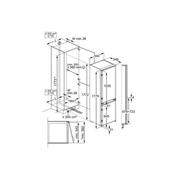 AEG NSC5S181ES Einbau Kühl-Gefrierkombination, Nischenhöhe 178 cm, 54,6 cm breit, 271 L, LowFrost, Schlepptürtechnik, Cold Sense, LED Beleuchtung