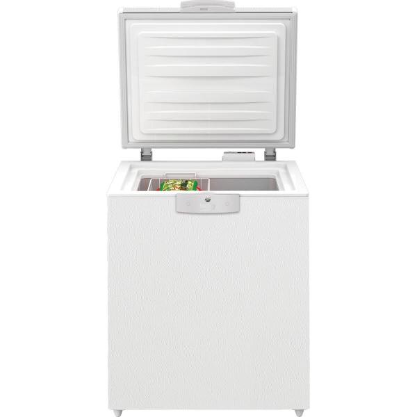 Beko HSM14550 Stand Gefrertruhe, 75,5 c breit, 148 L, LED Illumination, Türschloss, weiß
