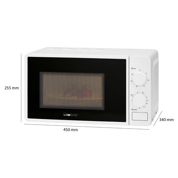 Clatronic MWG 792 Mikrowelle mit Grill, 800 Watt, 20 Liter Garraum, 30 Minuten-Timer, weiß