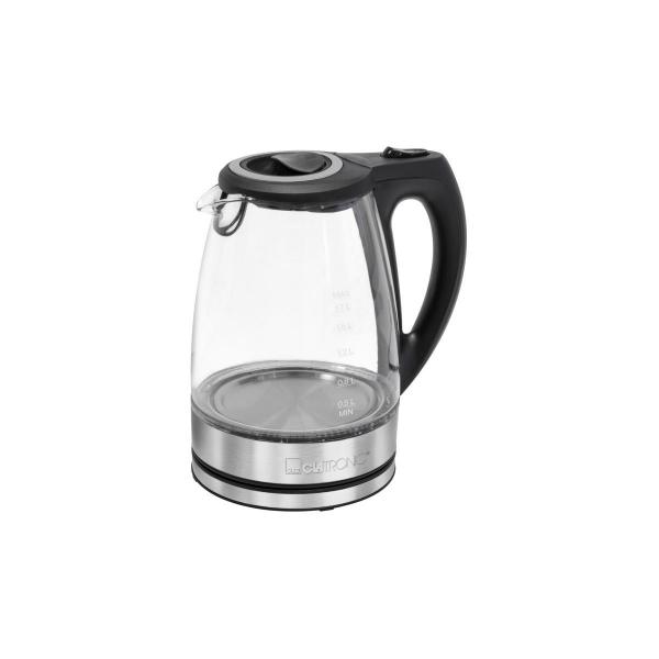 ARDEBO.de Clatronic WKS 3744 G Wasserkocher, 2200W, 1,7L, Wasserstandsanzeige, Trockengeh-/Überhitzungsschutz, Edelstahl und Glas (263935)