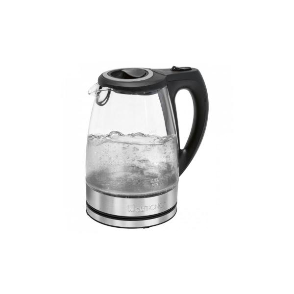 Clatronic WKS 3744 G Wasserkocher, 2200W, 1,7L, Wasserstandsanzeige, Trockengeh-/Überhitzungsschutz, Edelstahl und Glas (263935)