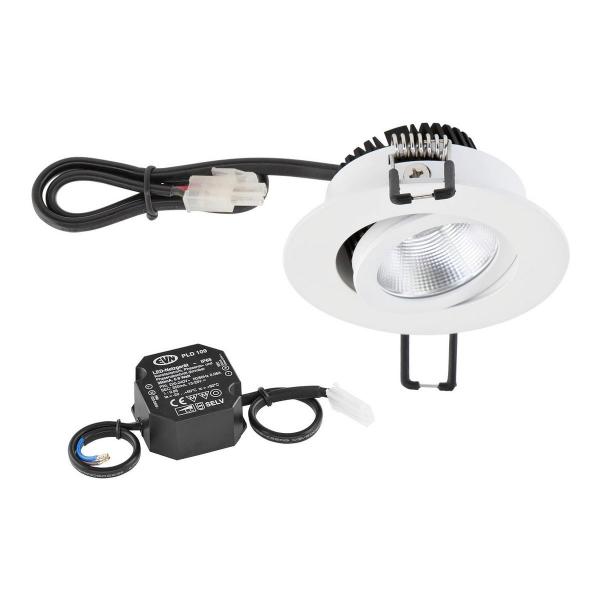 ARDEBO.de EVN PC20-Serie LED Deckeneinbau, rund, schwenkbar, IP20, 220-240V, 6W, 3000K, 620lm, inkl. Netzgerät, weiß STL (PC20N60102)