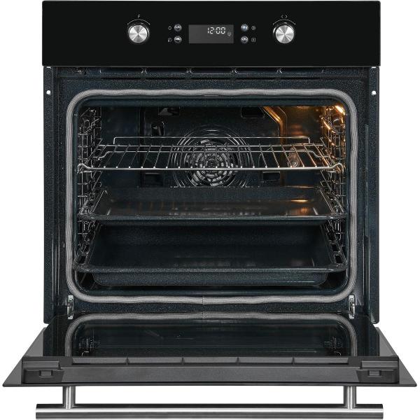 Exquisit EBEP697-H-030 Einbaubackofen, 60 cm breit, 70L, Grill, 11 Funktionen, Versenkknebel, Timer, schwarz