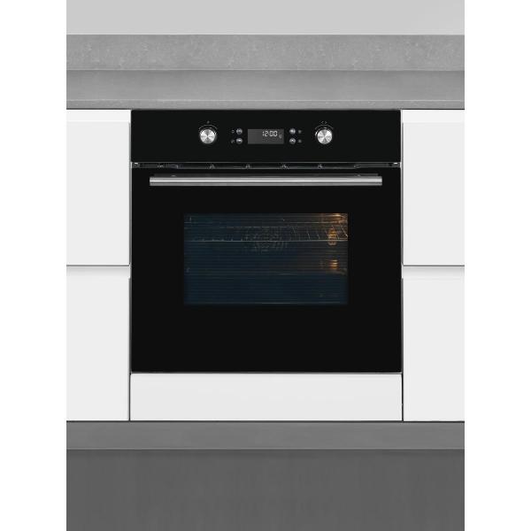 Exquisit EBEP697-H-030 Einbaubackofen, 60 cm breit, 70L, Grill, 11 Funktionen, Versenkknebel, Timer, schwarz