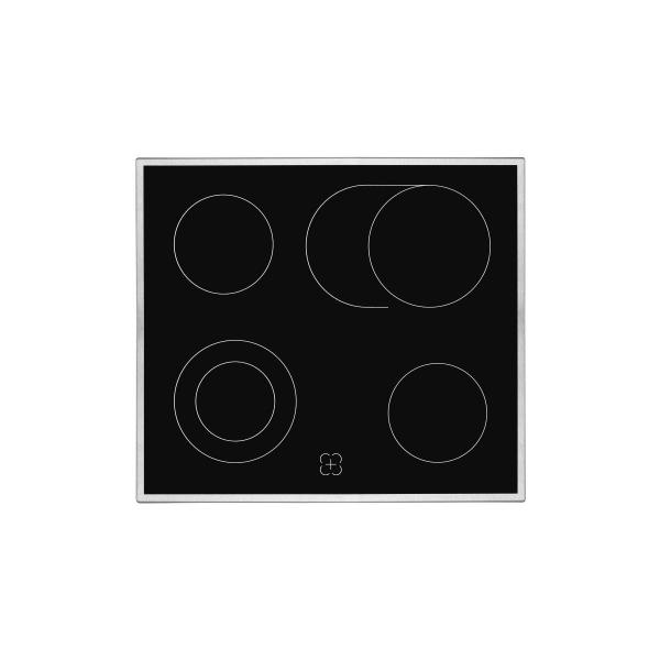 Exquisit EHE 157-2 URBZ-Set Herdset mit Glaskeramikkochfeld, 60 cm breit, 59L, Timer, 4 Kochzonen, Restwärmeanzeige, Edelstahl/Schwarz