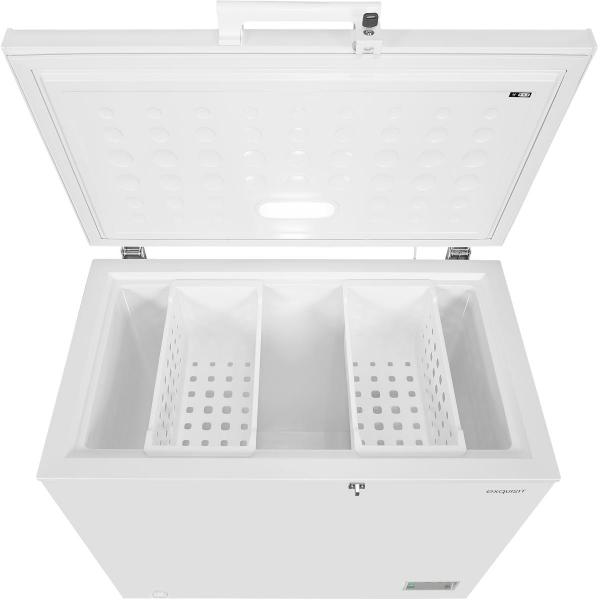 Exquisit GT200-HE-040C Stand Gefriertruhe, 103 cm breit, 198 L, LED Beleuchtung, 2 Körbe, Schnellgefrierfunktion, weiß